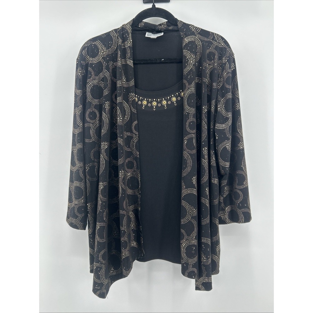 NWOT JM Collection Twin Set Top L Embellished Studded Cardigan Holiday Glam